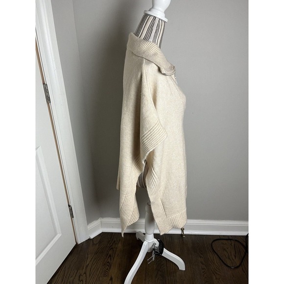 H&M Poncho/Cape/Pullover Cream Sweater Wool Blend Sz XS Ouiet luxury - Picture 5 of 9